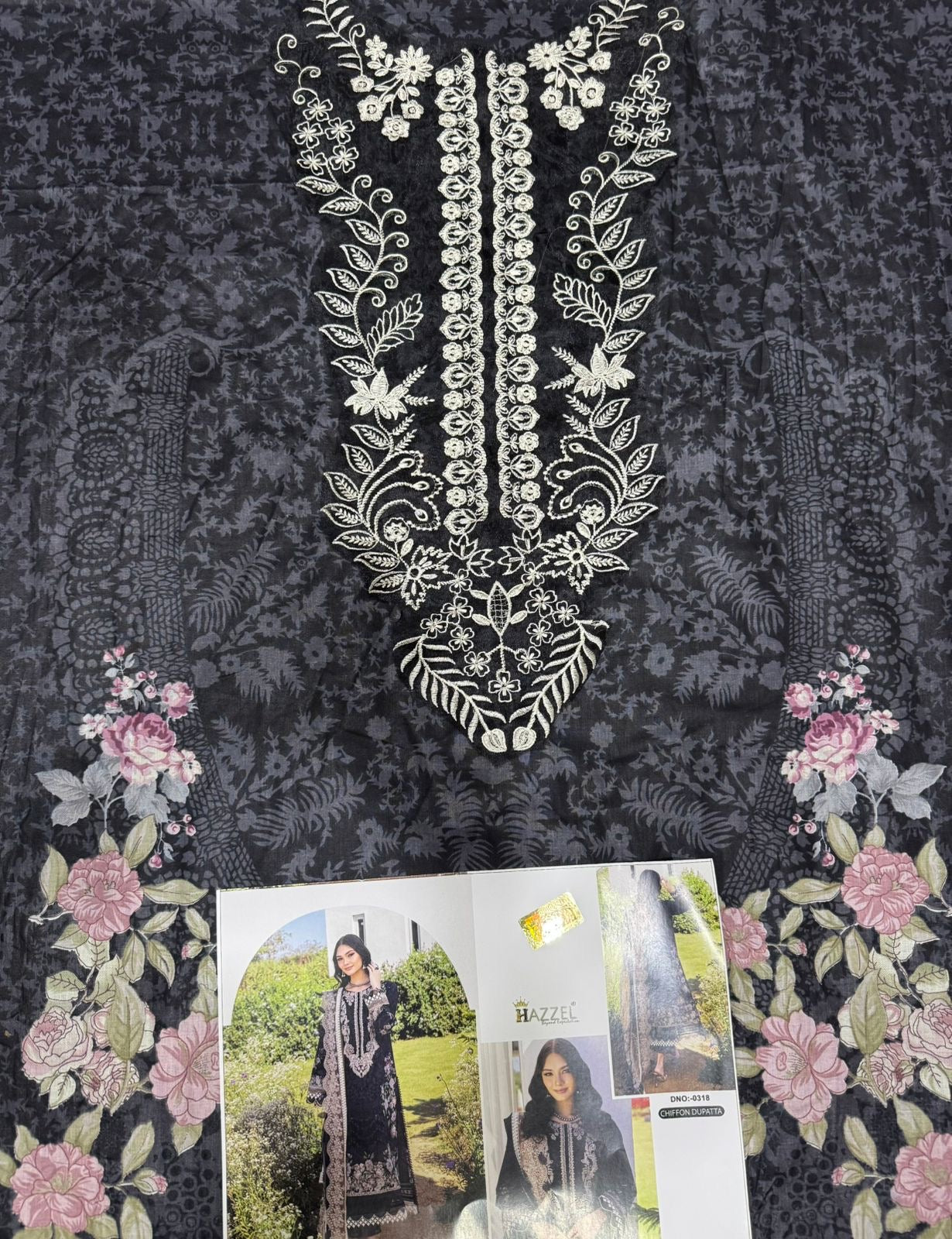 Needle Wonder 0318 – Premium Printed Cotton Lawn Suit with Embroidered Top & Dupatta