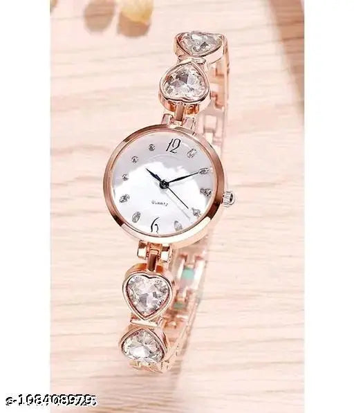 Women's Gold Plated Watch & Diamond Bracelet Combo