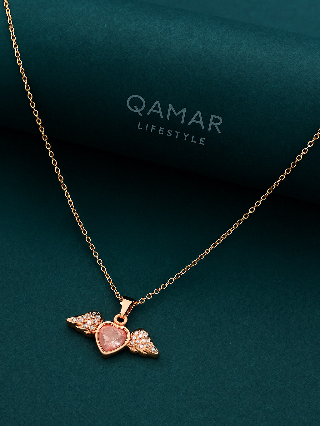 Angel Wing Heart Pendant Necklace