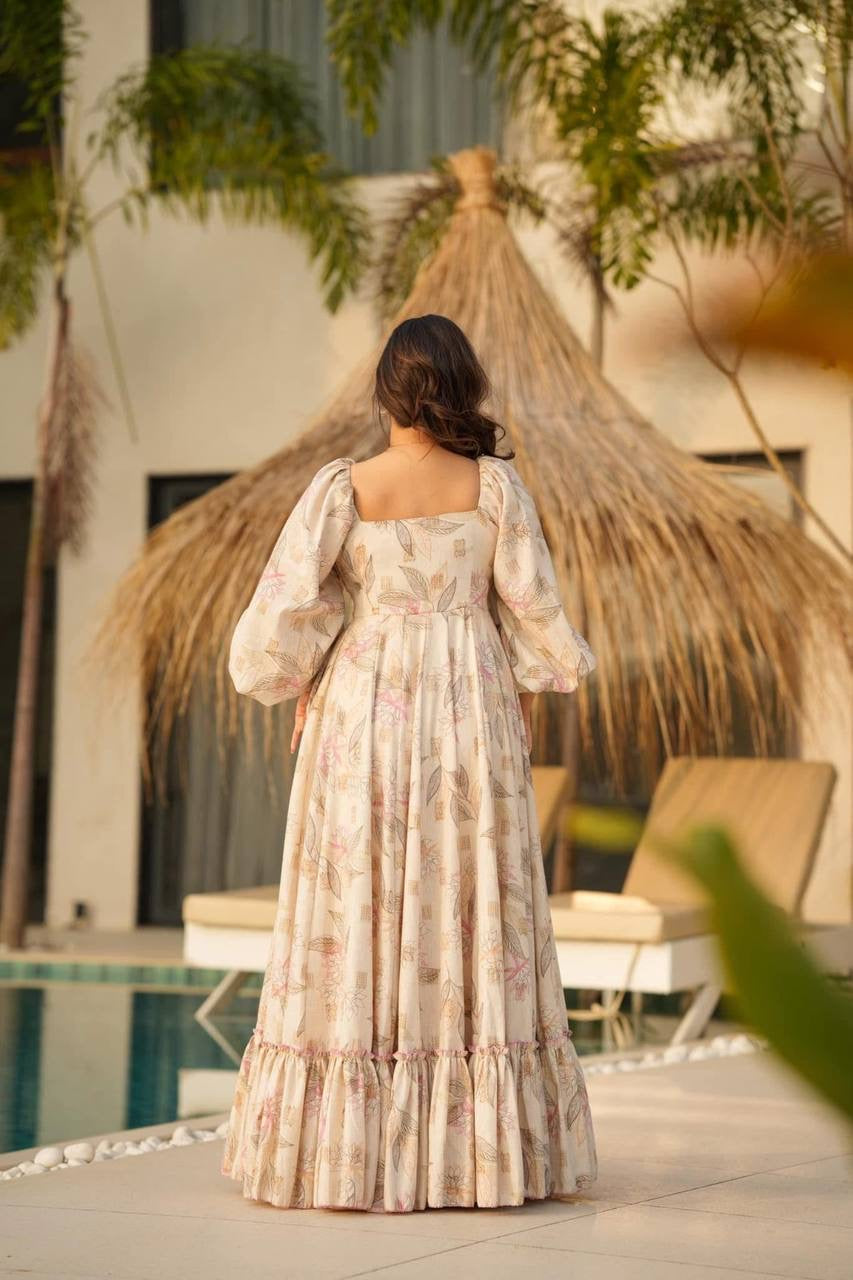 ALG09 – Premium Printed Rayon Gown for Women