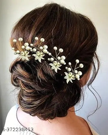 12P Artificial Flower Hair Clips – Jada, Juttu, Mudi Pins for Women & Girls