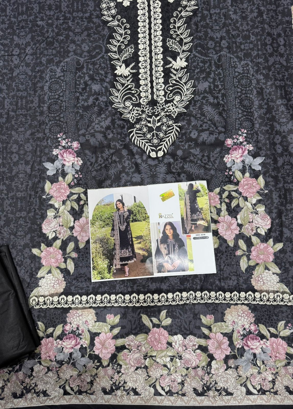 Needle Wonder 0318 – Premium Printed Cotton Lawn Suit with Embroidered Top & Dupatta