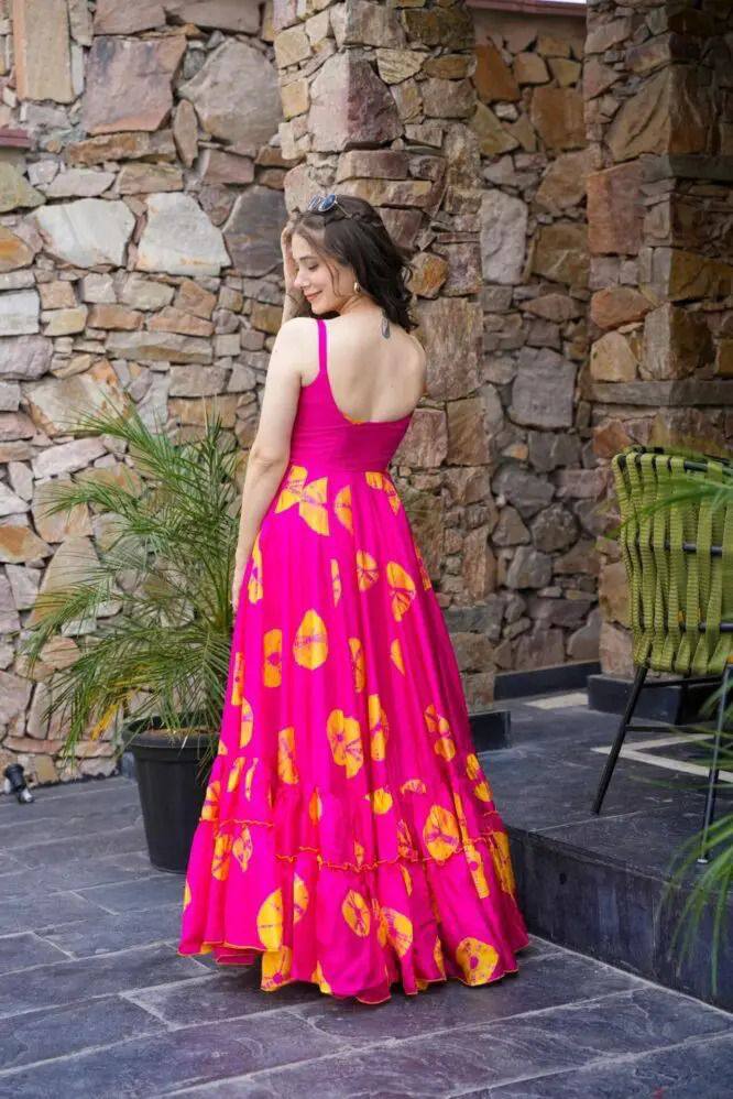 Rayon Digital Print Gown with Inner | ALG01