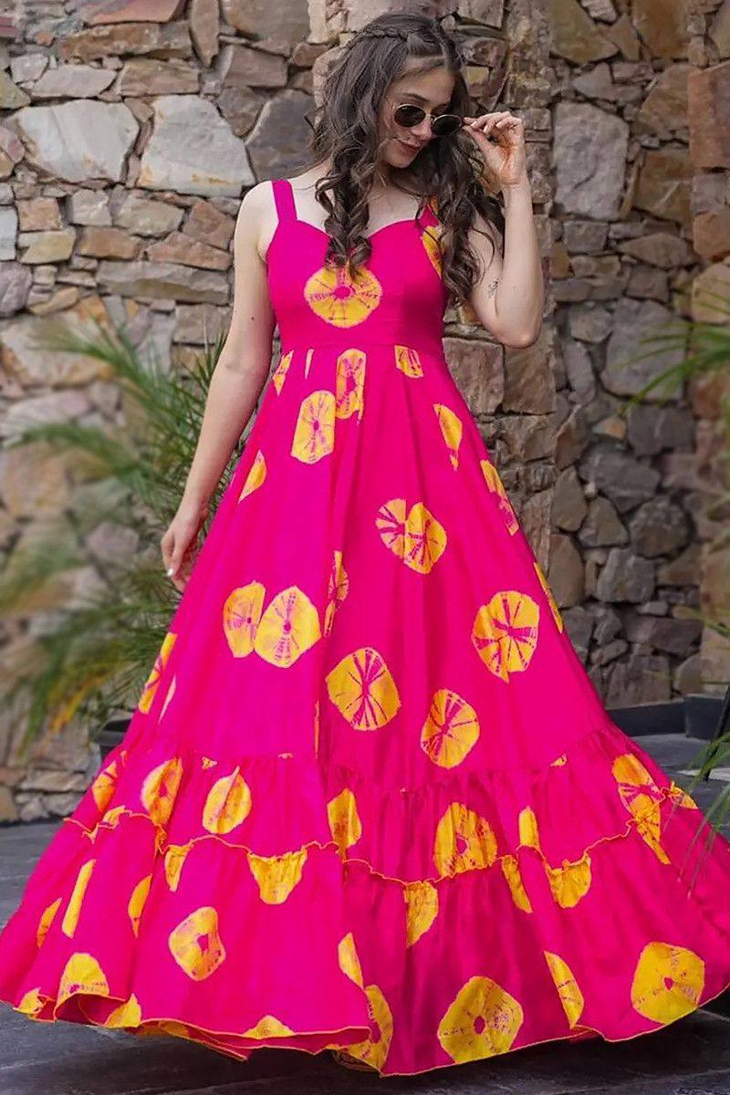 Rayon Digital Print Gown with Inner | ALG01