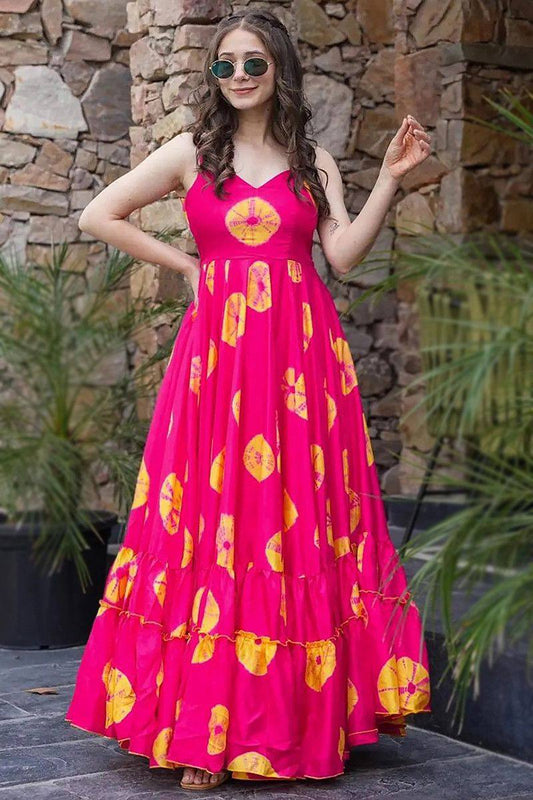 Rayon Digital Print Gown with Inner | ALG01