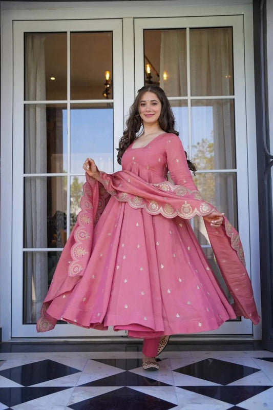 Premium Anarkali Suit Set – Roman Silk with Embroidery | ARY51