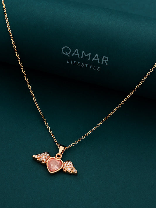 Angel Wing Heart Pendant Necklace