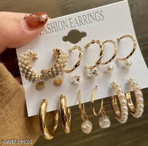 Gold-Plated Earring Set – Chic & Classy (9 Pairs)