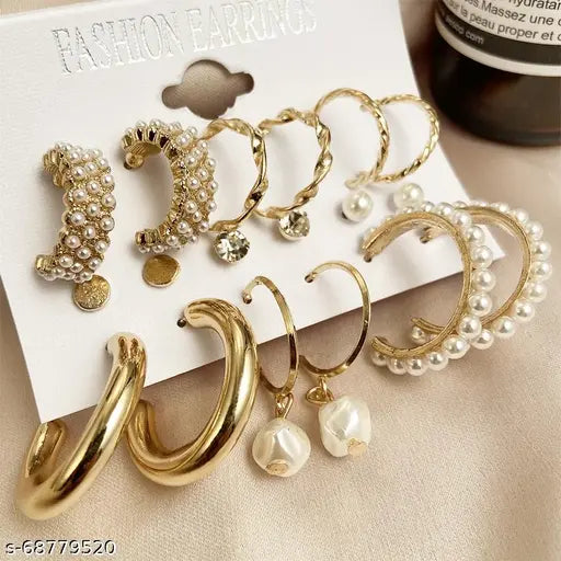 Gold-Plated Earring Set – Chic & Classy (9 Pairs)