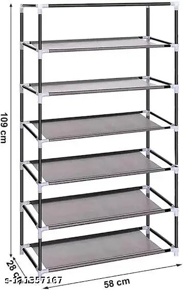 Premium 6-Tier Shoe Rack with Dustproof Cover – Black (PVC Pipe)