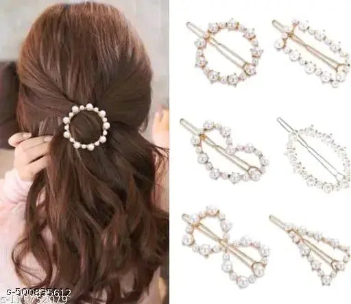 Elegant Crystal Hair Clips – Set of 6 for Women