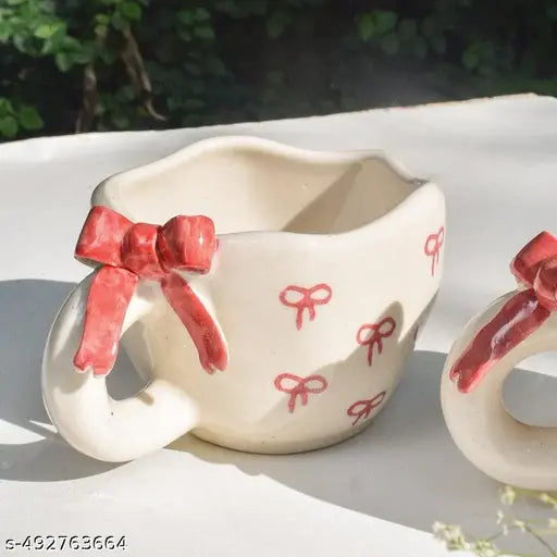 Cute Ceramic Gift Mug – Pink Bow | 200ml