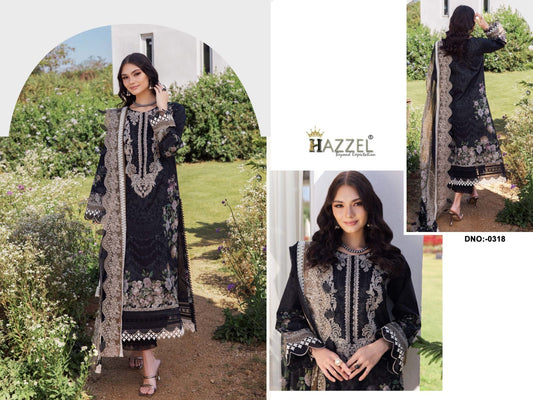 Needle Wonder 0318 – Premium Printed Cotton Lawn Suit with Embroidered Top & Dupatta