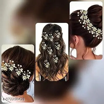 12P Artificial Flower Hair Clips – Jada, Juttu, Mudi Pins for Women & Girls