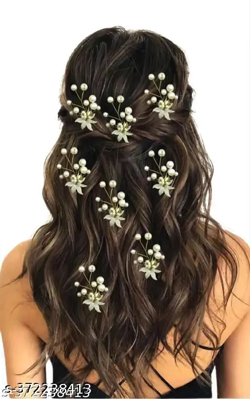 12P Artificial Flower Hair Clips – Jada, Juttu, Mudi Pins for Women & Girls