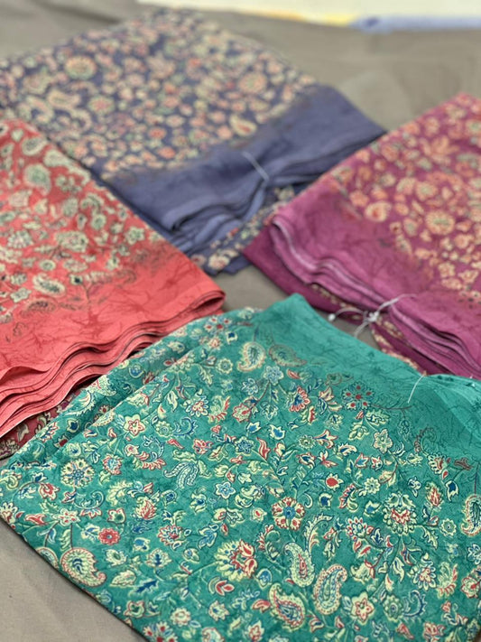 Elegant Floral Printed Fabric Set – Multicolor Options
