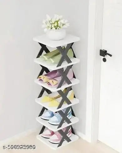 5-Layer Plastic Shoe Rack – Adjustable, Stackable, Multicolour